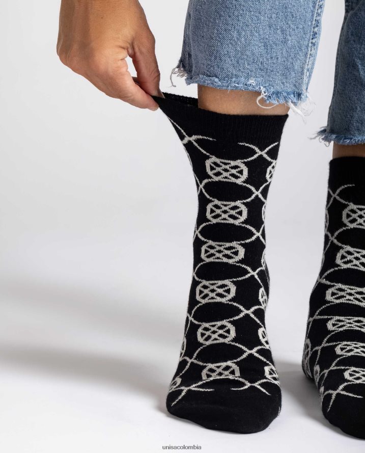 co Unisa mujer calcetines de algodón orgánico negro F0X80H1088