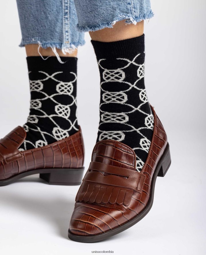 co Unisa mujer calcetines de algodón orgánico negro F0X80H1088