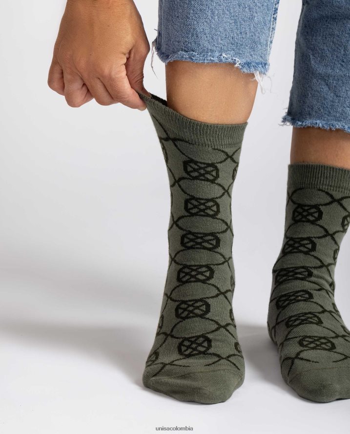 co Unisa mujer calcetines de algodón orgánico verde F0X80H1090
