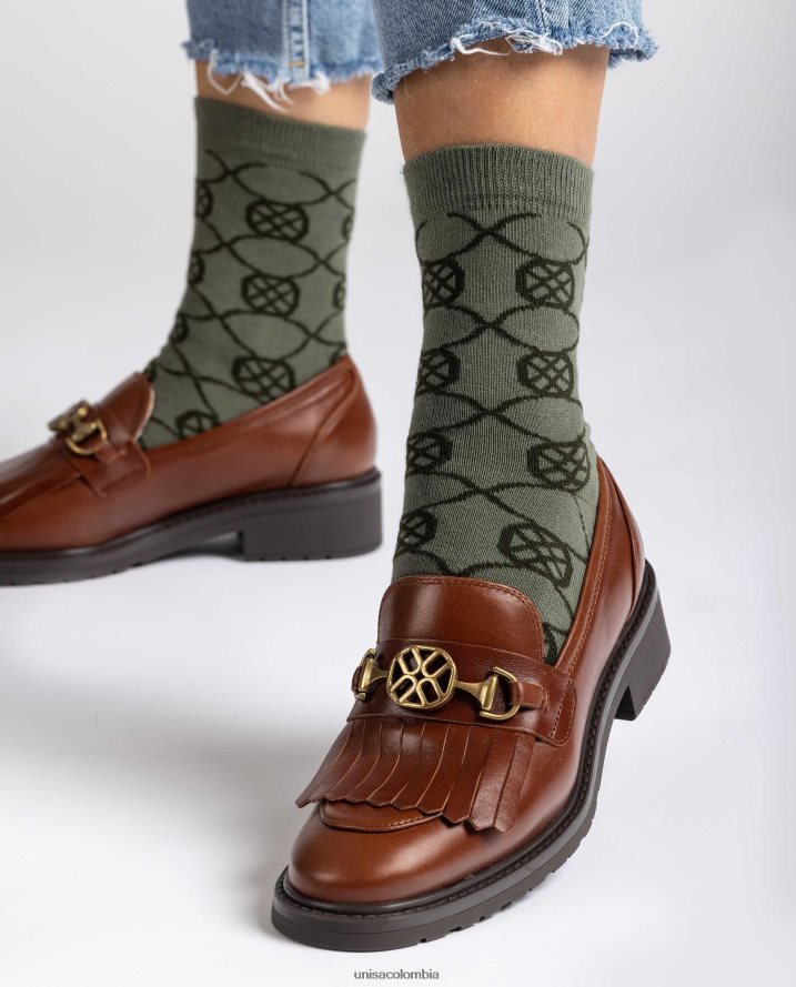 co Unisa mujer calcetines de algodón orgánico verde F0X80H1090