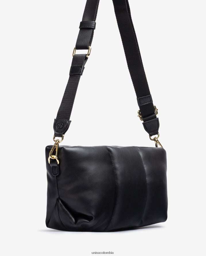co Unisa mujer bolso de mano acolchado tamaño mediano negro F0X80H1164