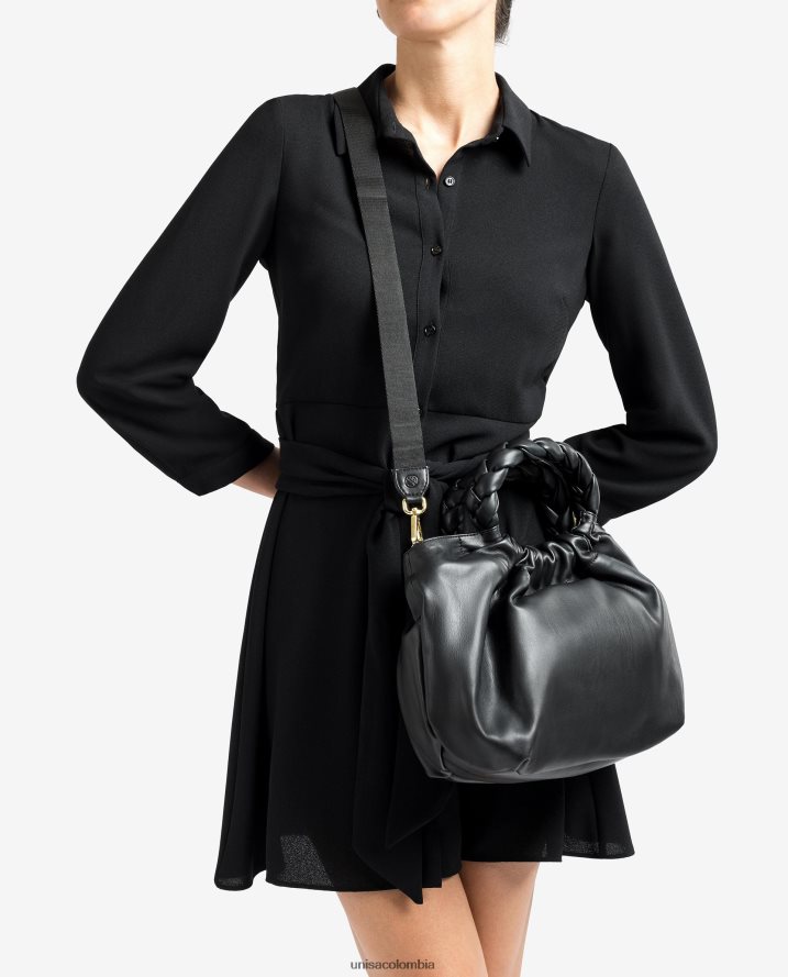 co Unisa mujer bolso de mano con asa redonda negro F0X80H1173