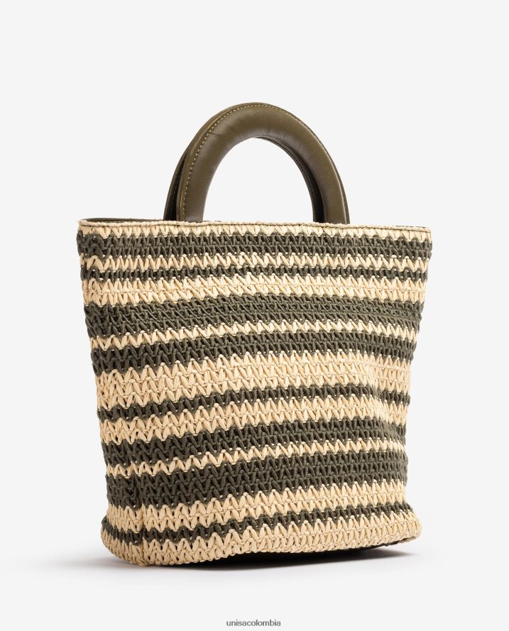 co Unisa mujer bolso de mano de rafia tamaño mediano verde F0X80H1177