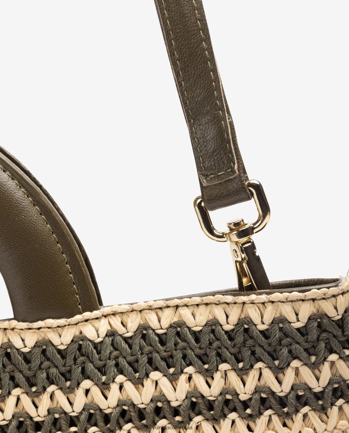 co Unisa mujer bolso de mano de rafia tamaño mediano verde F0X80H1177
