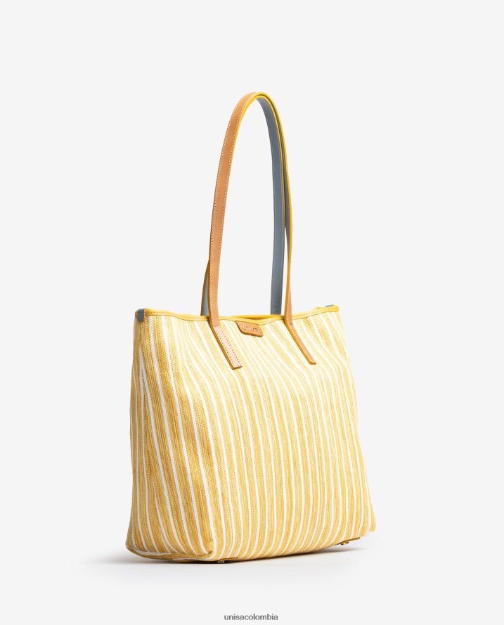 co Unisa mujer bolsa de compras hecha con jarapa amarillo F0X80H1116
