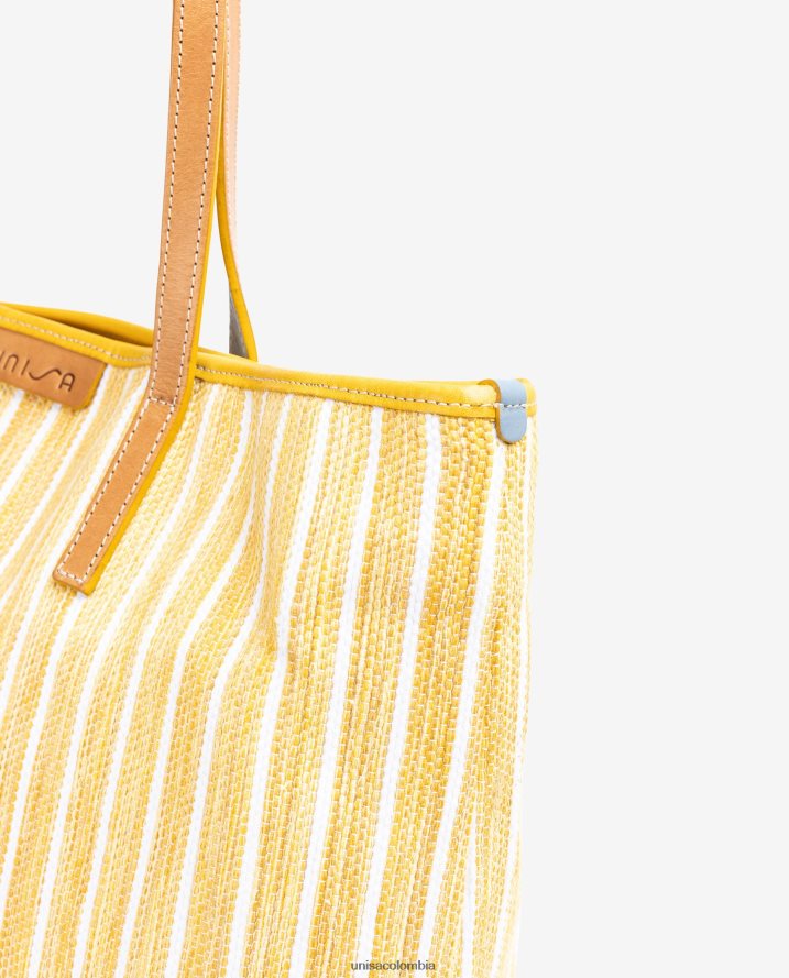 co Unisa mujer bolsa de compras hecha con jarapa amarillo F0X80H1116