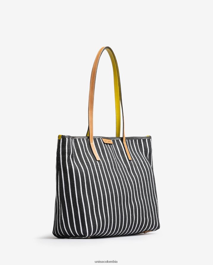 co Unisa mujer bolsa de compras hecha con jarapa negro F0X80H1112