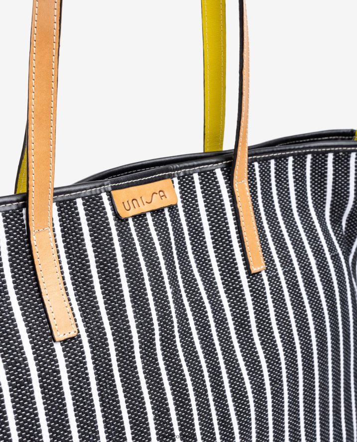 co Unisa mujer bolsa de compras hecha con jarapa negro F0X80H1112