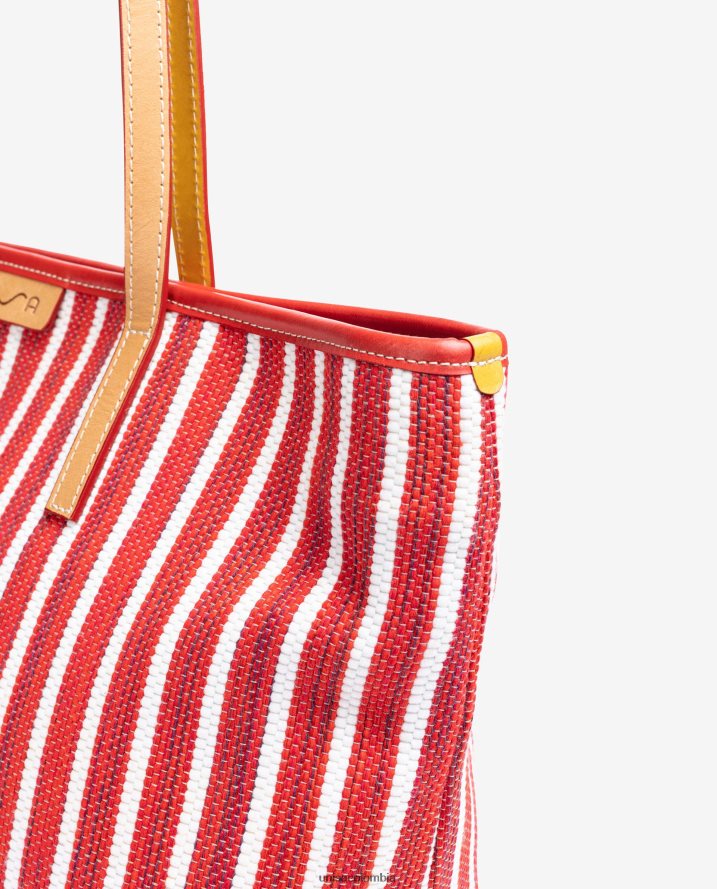 co Unisa mujer bolsa de compras hecha con jarapa rojo F0X80H1115