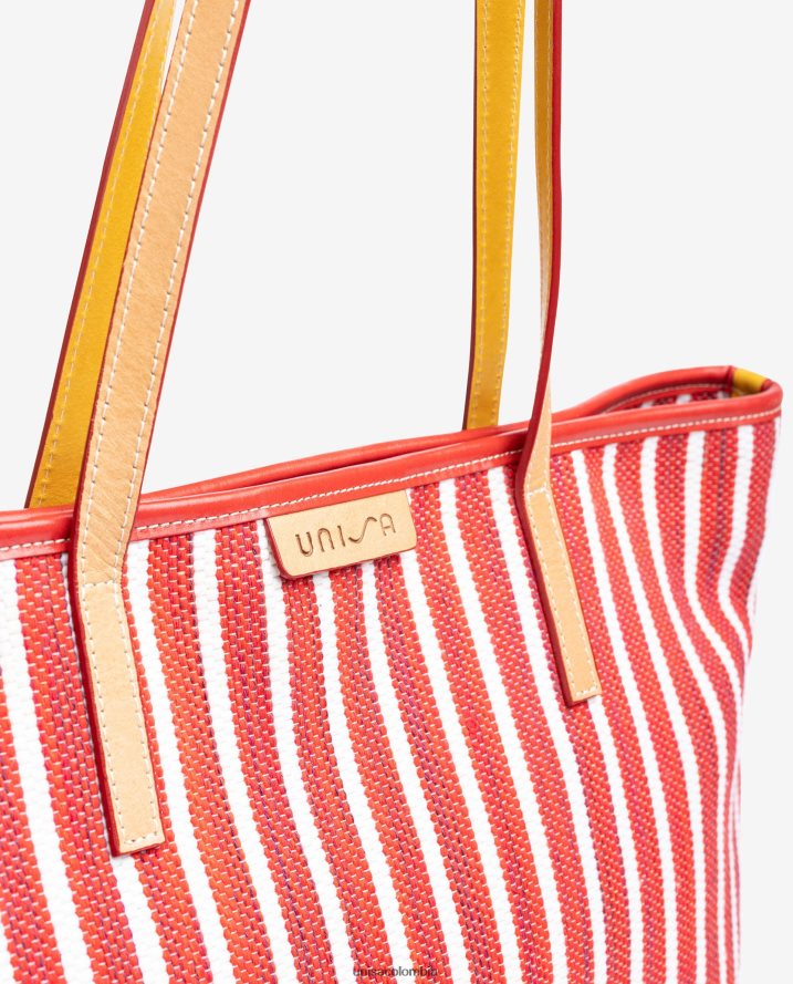 co Unisa mujer bolsa de compras hecha con jarapa rojo F0X80H1115