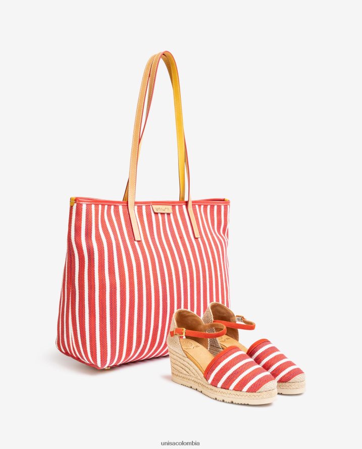 co Unisa mujer bolsa de compras hecha con jarapa rojo F0X80H1115