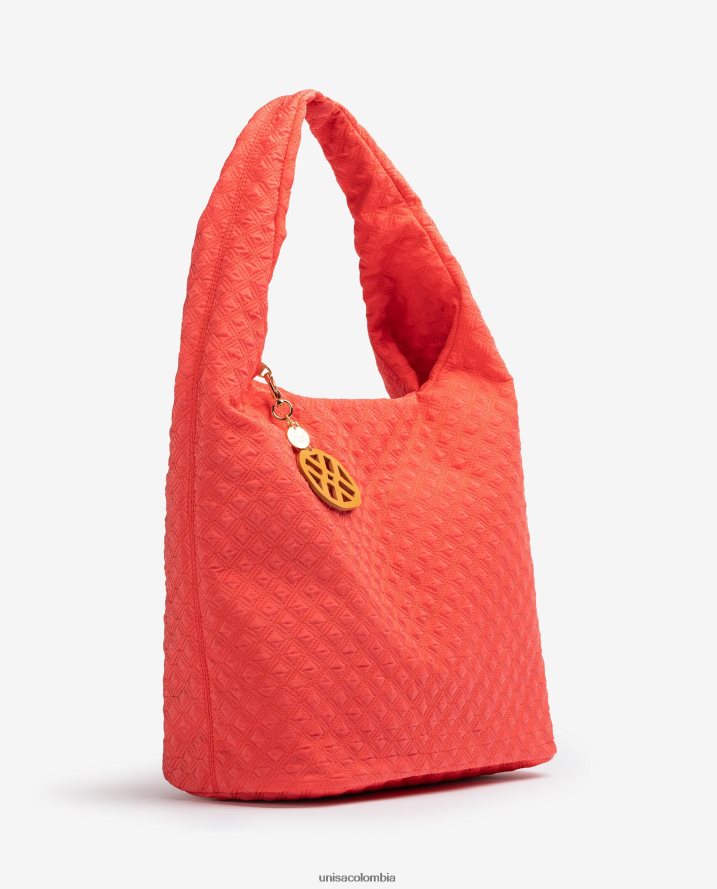 co Unisa mujer bolso de mano acolchado fluorescente rojo F0X80H1140