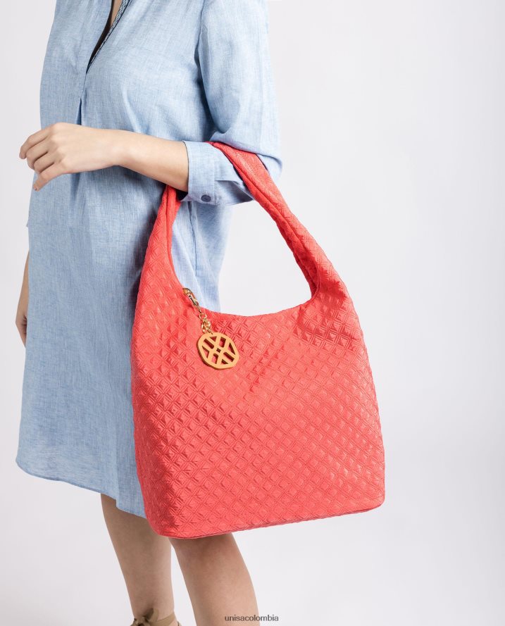 co Unisa mujer bolso de mano acolchado fluorescente rojo F0X80H1140