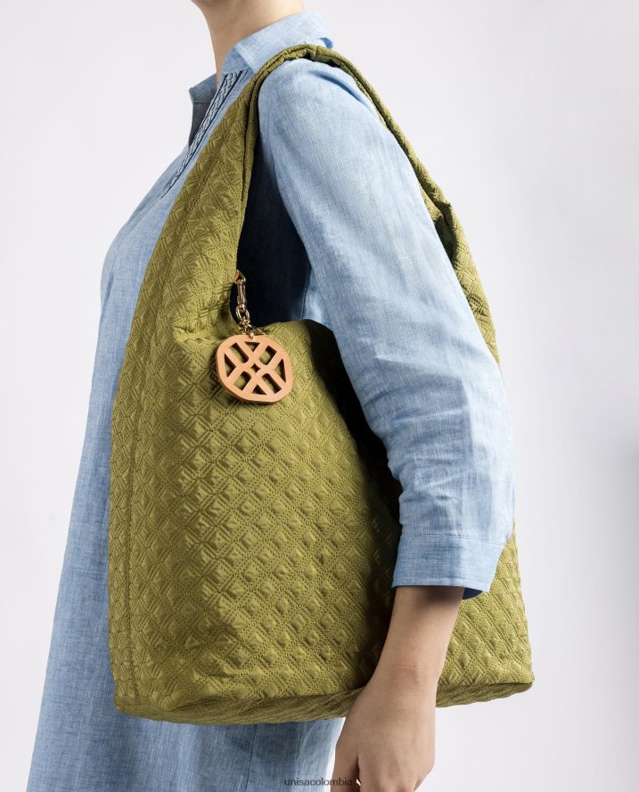 co Unisa mujer bolso de mano acolchado fluorescente verde F0X80H1141