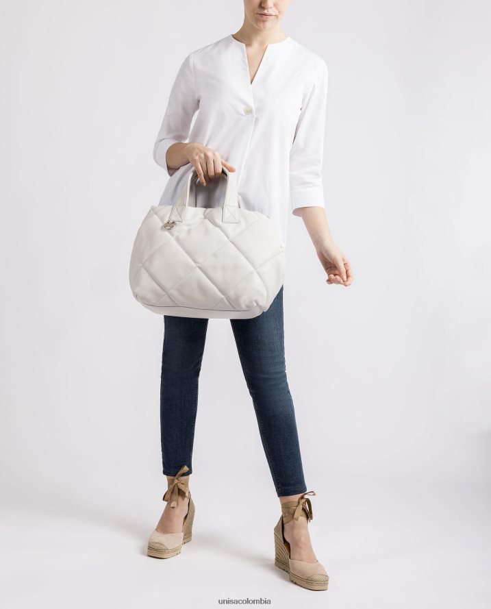 co Unisa mujer bolso de mano con efecto capitonado blanco F0X80H1150