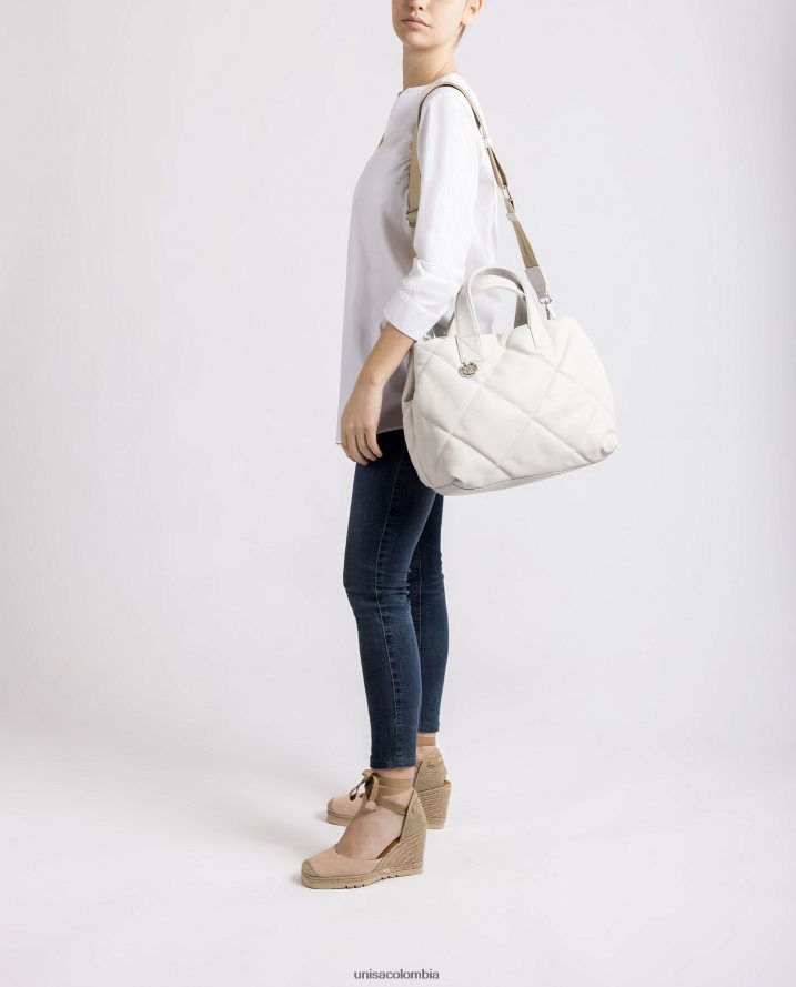 co Unisa mujer bolso de mano con efecto capitonado blanco F0X80H1150