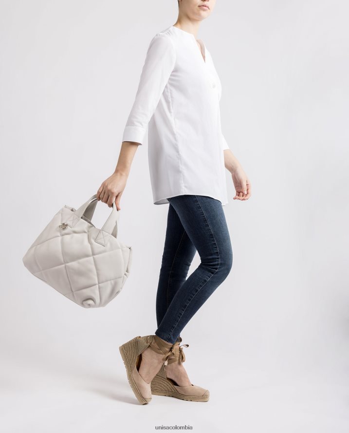 co Unisa mujer bolso de mano con efecto capitonado blanco F0X80H1150