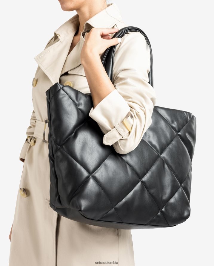 co Unisa mujer bolso de mano con efecto capitonado negro F0X80H1133