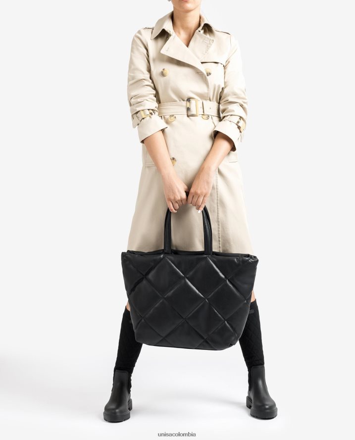 co Unisa mujer bolso de mano con efecto capitonado negro F0X80H1133