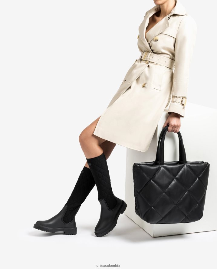 co Unisa mujer bolso de mano con efecto capitonado negro F0X80H1133