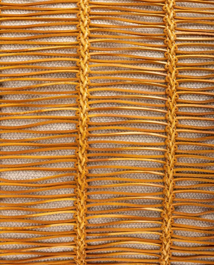 co Unisa mujer bolso de mano grande realizado en tela y piel amarillo F0X80H1109