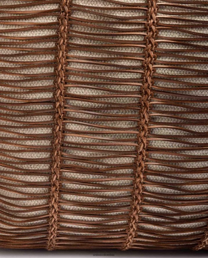 co Unisa mujer bolso de mano grande realizado en tela y piel marrón F0X80H1110