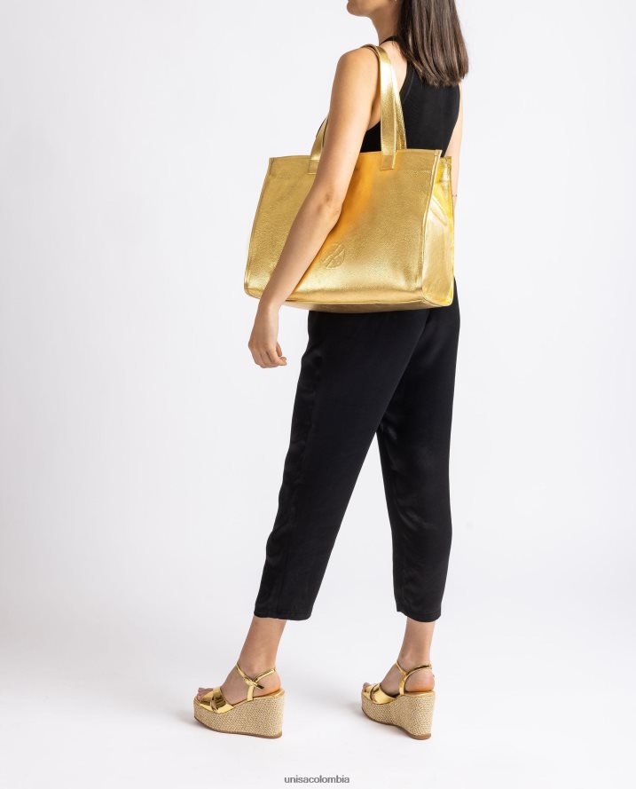 co Unisa mujer bolso shopper de piel con efecto metalizado moda F0X80H1122
