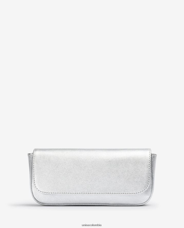 co Unisa mujer bolso de fiesta de piel con efecto metalizado plata F0X80H1212