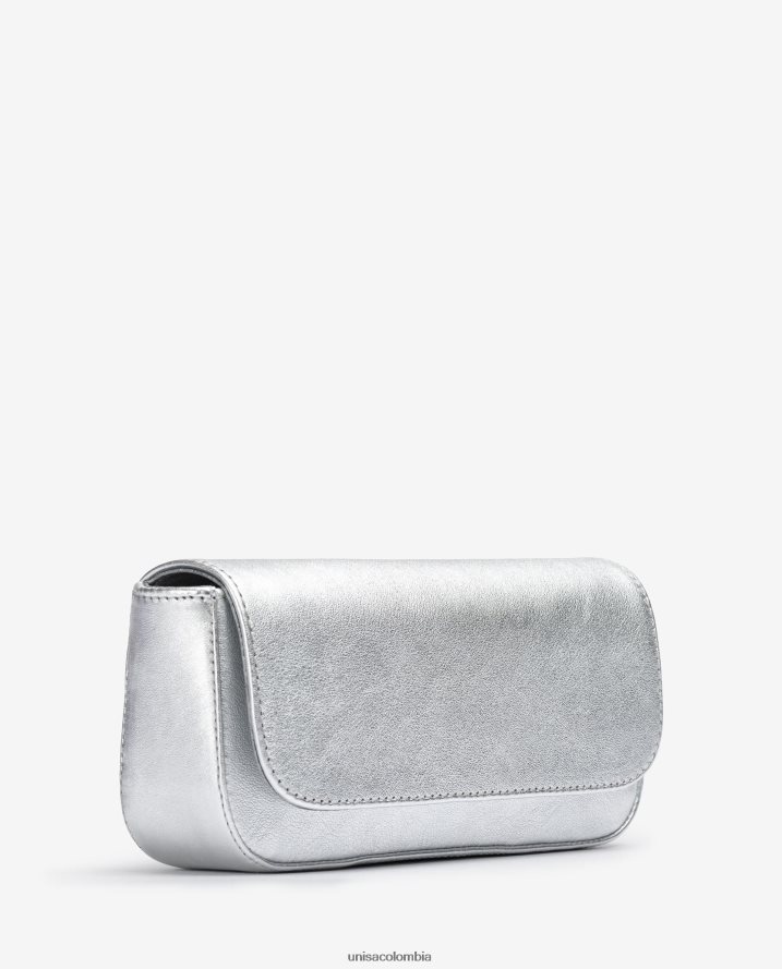 co Unisa mujer bolso de fiesta de piel con efecto metalizado plata F0X80H1212