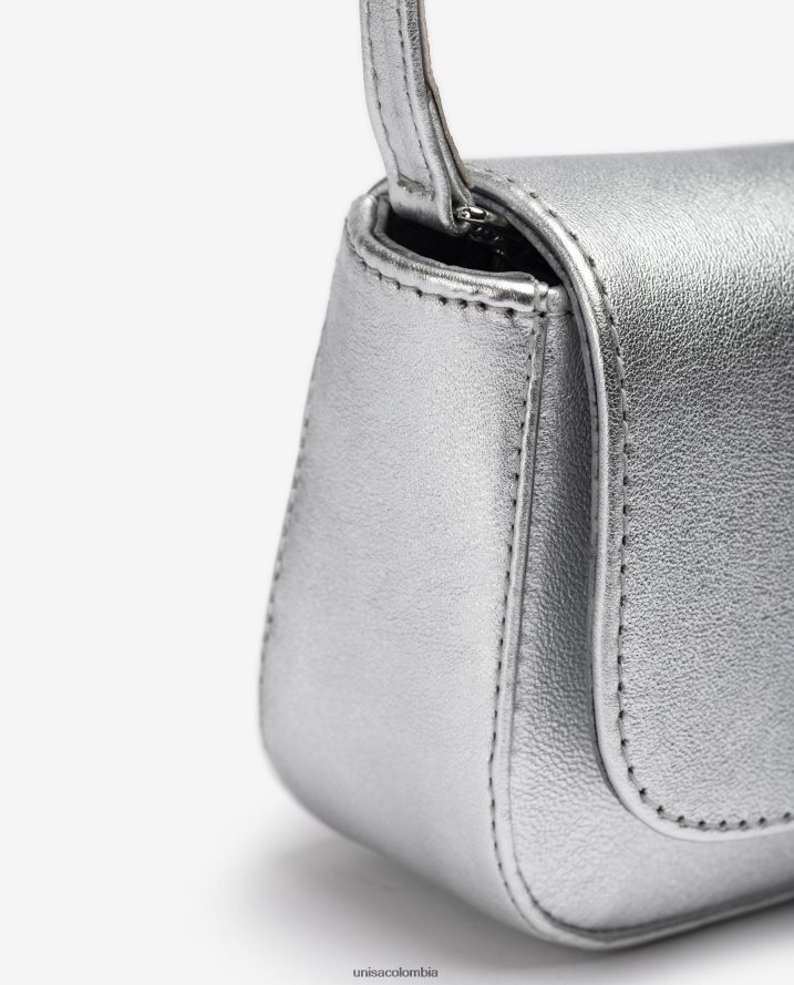 co Unisa mujer bolso de fiesta de piel con efecto metalizado plata F0X80H1212