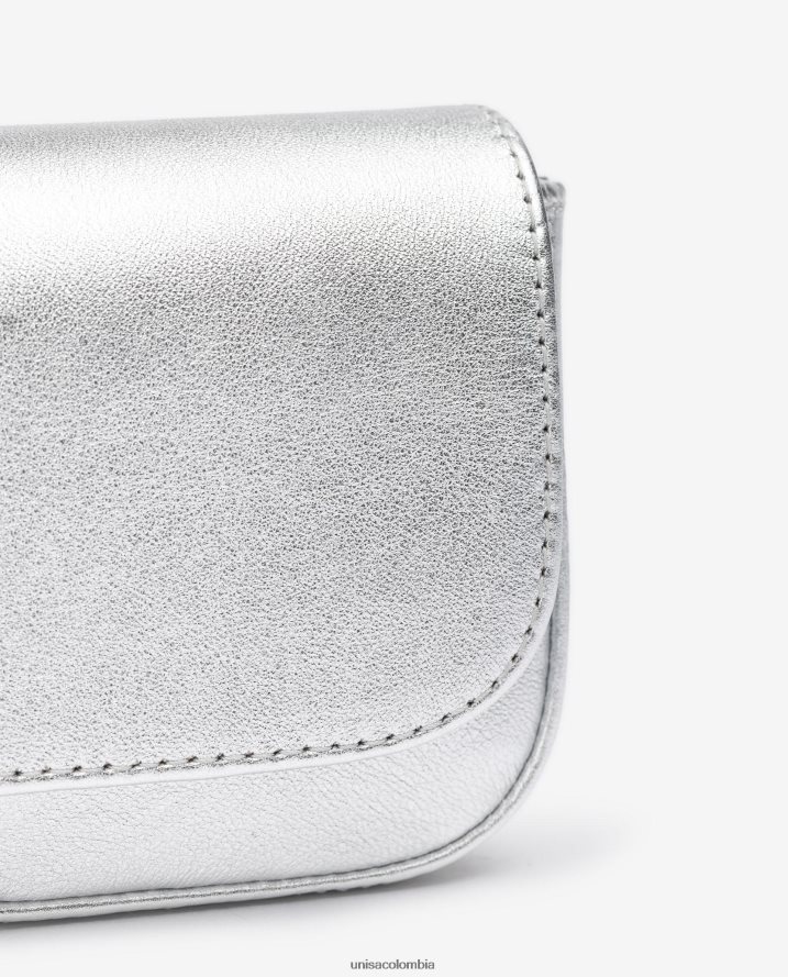 co Unisa mujer bolso de fiesta de piel con efecto metalizado plata F0X80H1212
