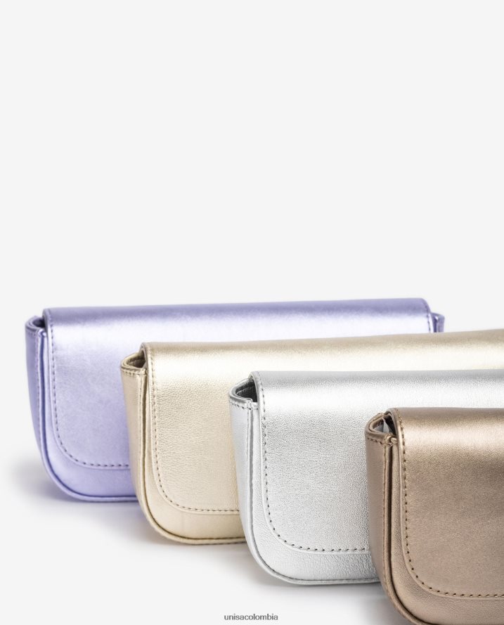co Unisa mujer bolso de fiesta de piel con efecto metalizado plata F0X80H1212