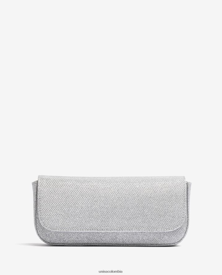 co Unisa mujer bolso de fiesta de tela brillante plata F0X80H1211