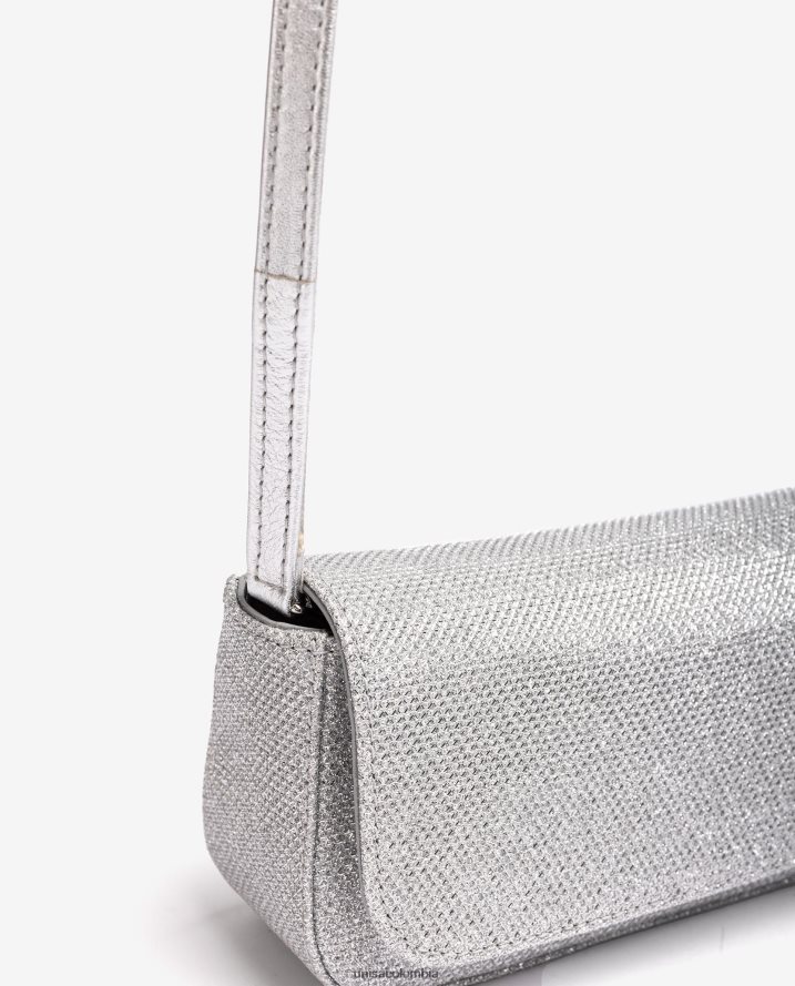 co Unisa mujer bolso de fiesta de tela brillante plata F0X80H1211