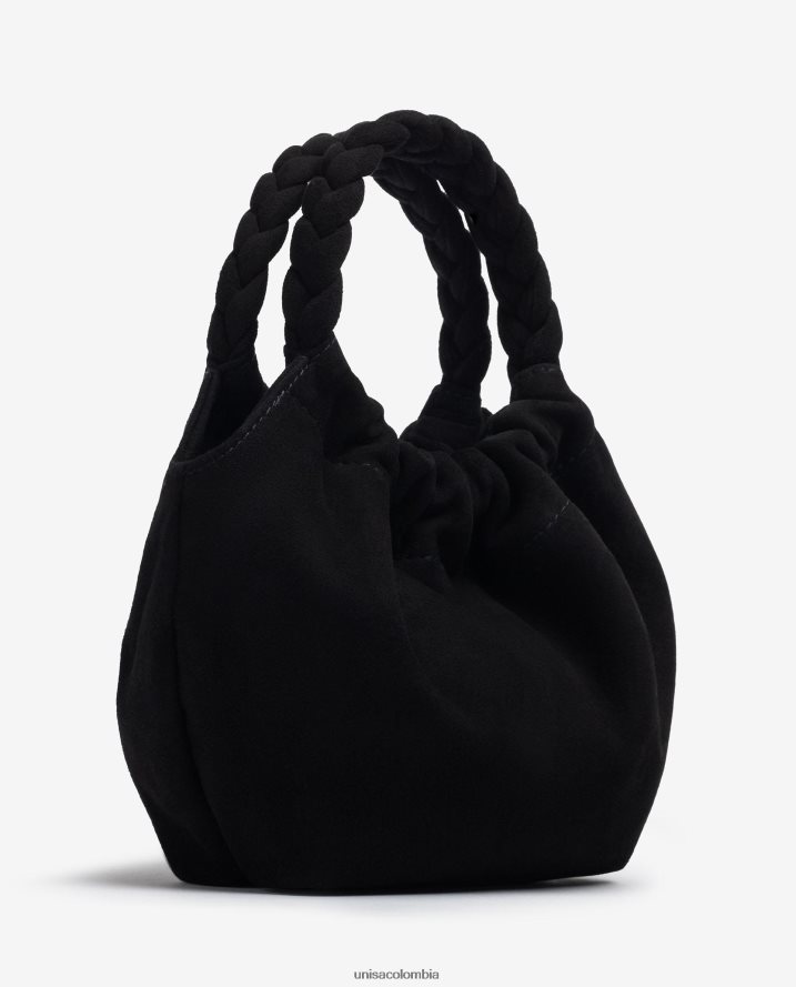 co Unisa mujer bolso de mano con asas trenzadas negro F0X80H1188