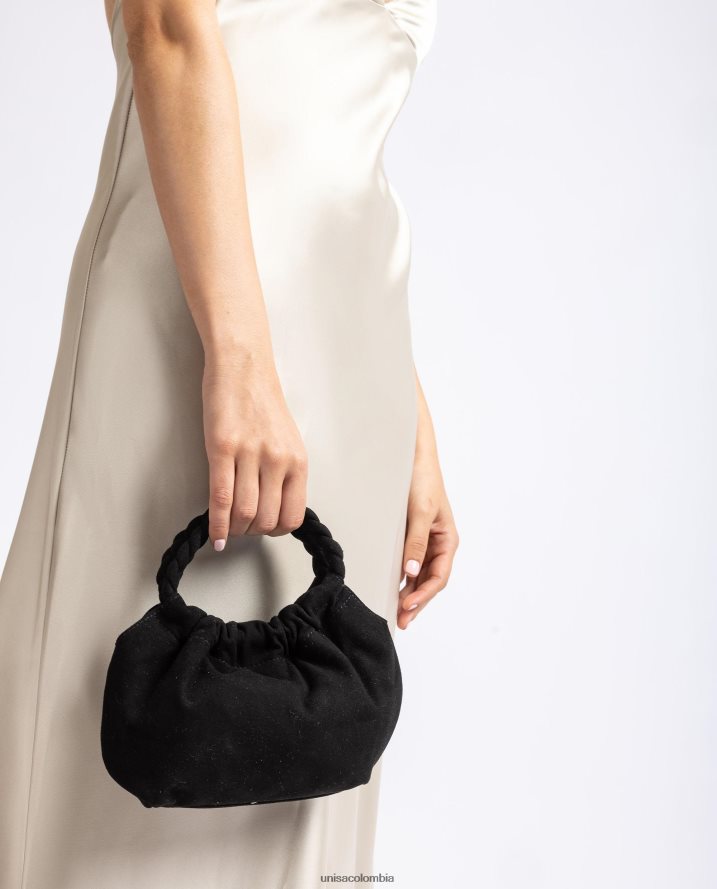 co Unisa mujer bolso de mano con asas trenzadas negro F0X80H1188