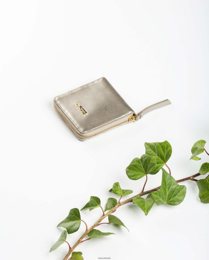 co Unisa mujer cartera de piel con cremallera oro F0X80H1234
