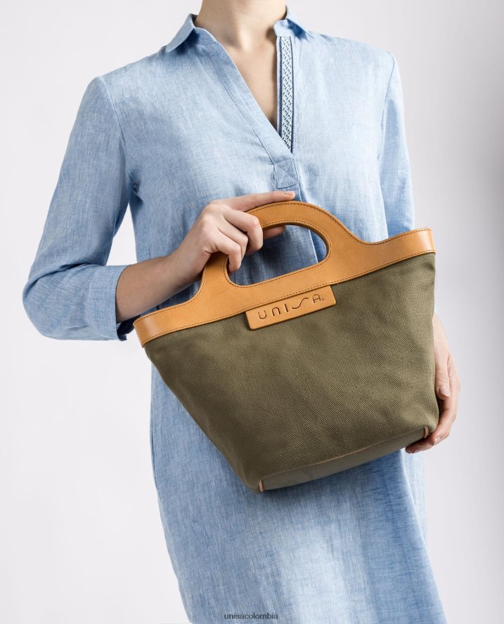 co Unisa mujer bolso de mano con asa de cuero rígido verde F0X80H1096