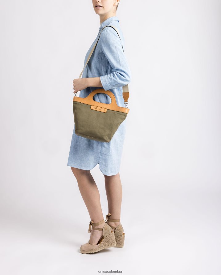co Unisa mujer bolso de mano con asa de cuero rígido verde F0X80H1096