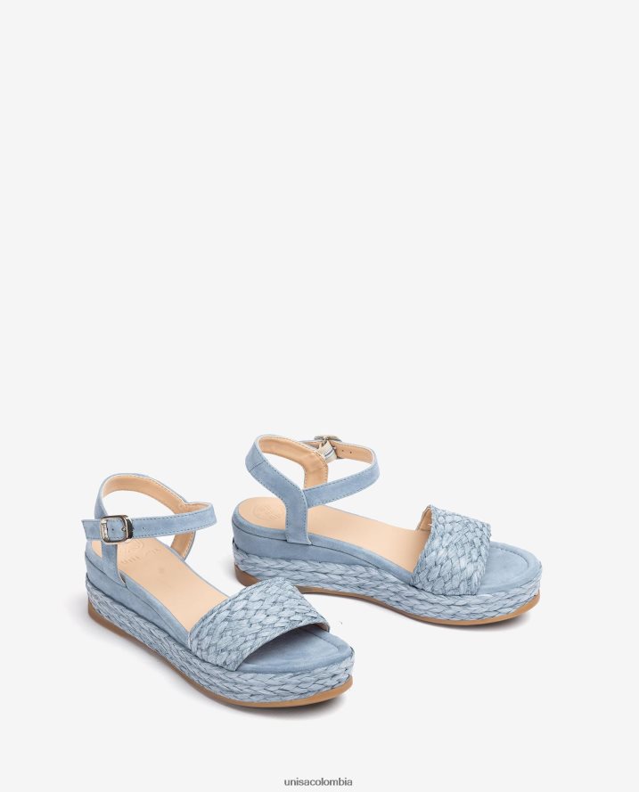 co Unisa mujer Sandalia de yute y ante a juego azul F0X80H324