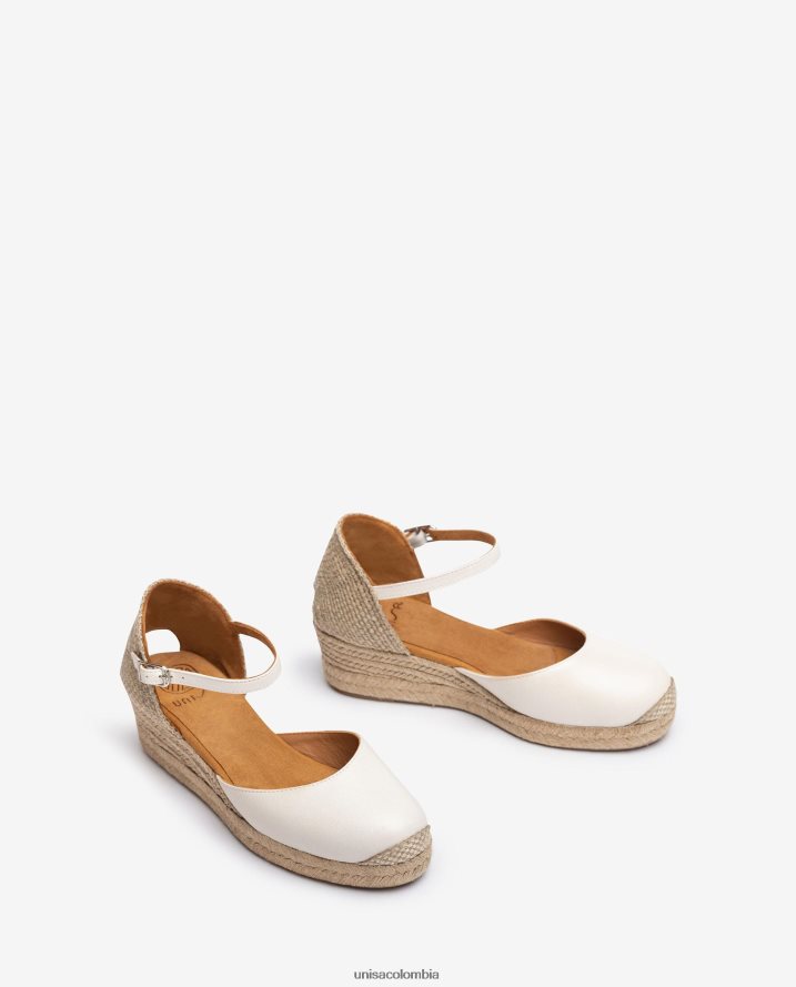 co Unisa mujer alpargata con empeine confeccionada en piel blanco F0X80H796