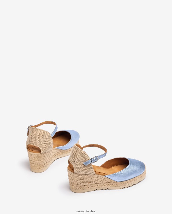 co Unisa mujer alpargata con tira al tobillo d\'orsay efecto metalizado azul F0X80H714