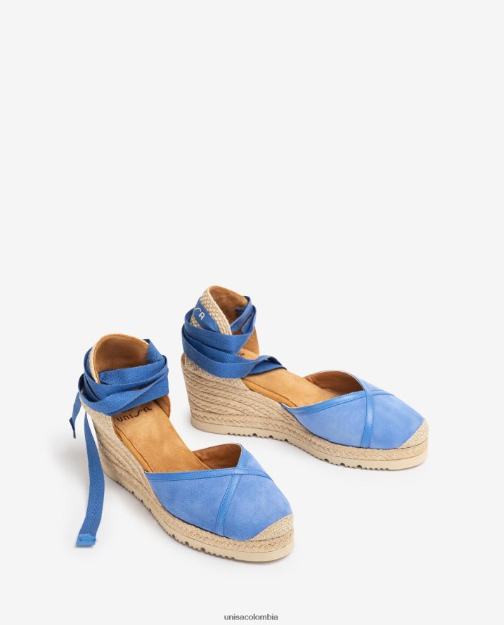 co Unisa mujer alpargata con tira al tobillo d\'orsay en contraste azul F0X80H706