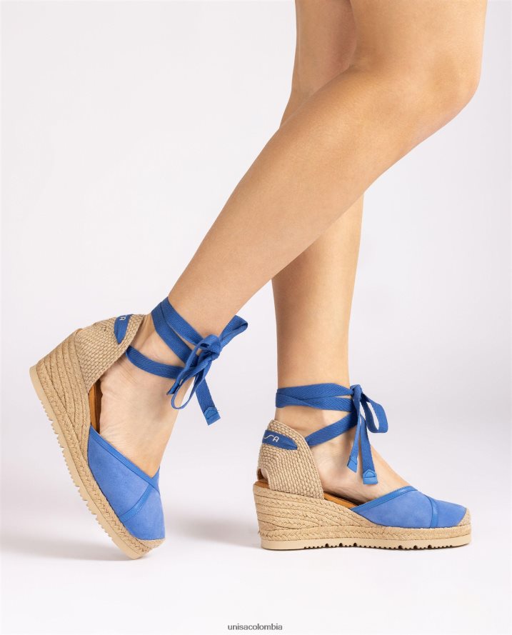 co Unisa mujer alpargata con tira al tobillo d\'orsay en contraste azul F0X80H706