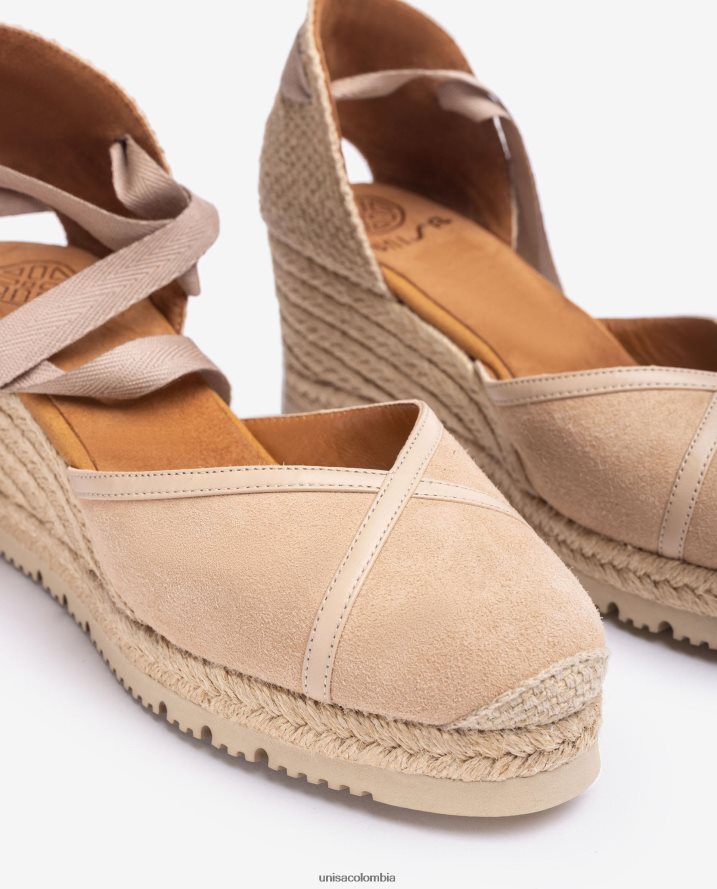 co Unisa mujer alpargata con tira al tobillo d\'orsay en contraste beige F0X80H707