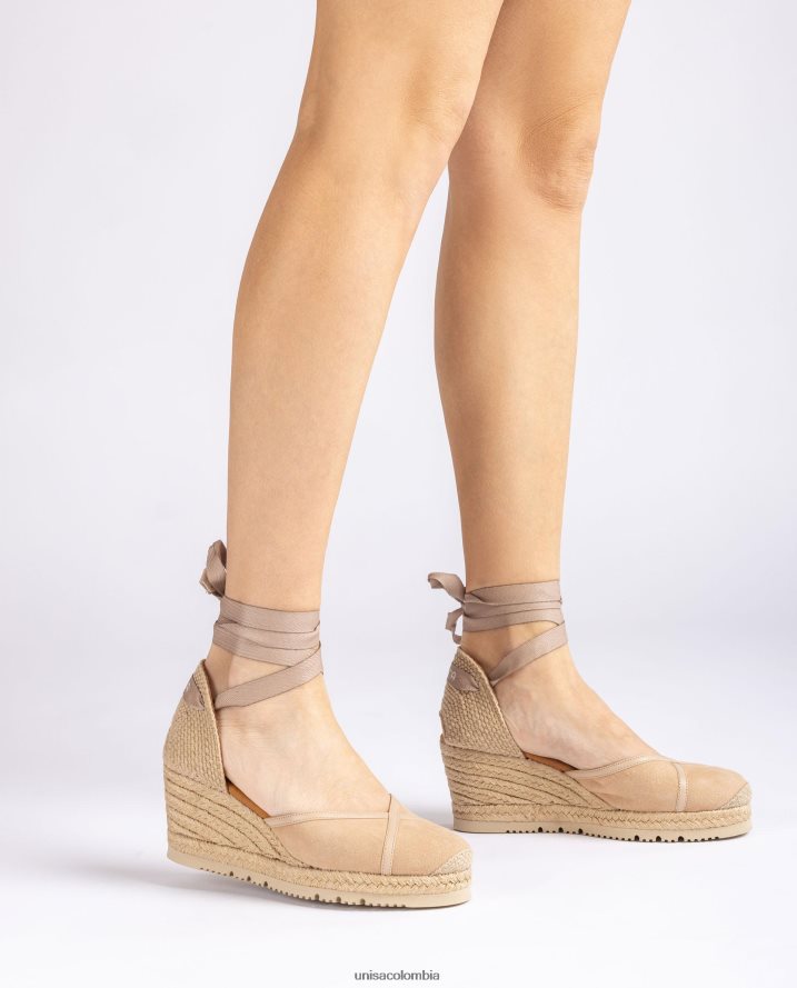 co Unisa mujer alpargata con tira al tobillo d\'orsay en contraste beige F0X80H707