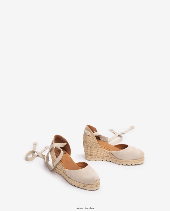 co Unisa mujer alpargata d\'orsay con tira al tobillo y lazada beige F0X80H705