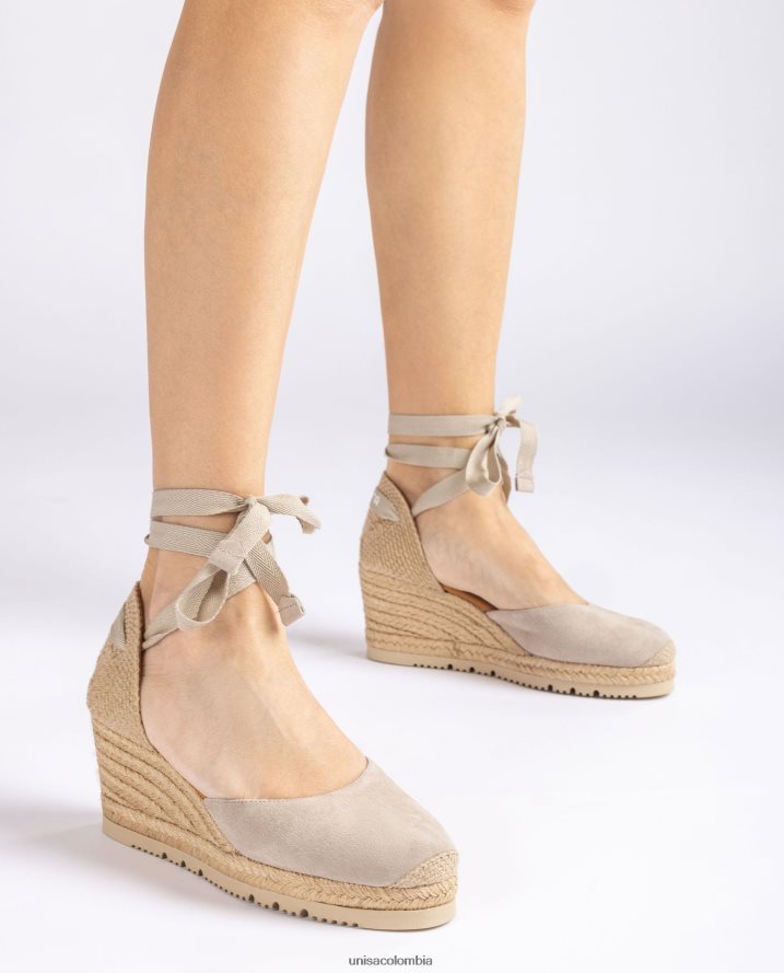 co Unisa mujer alpargata d\'orsay con tira al tobillo y lazada beige F0X80H705