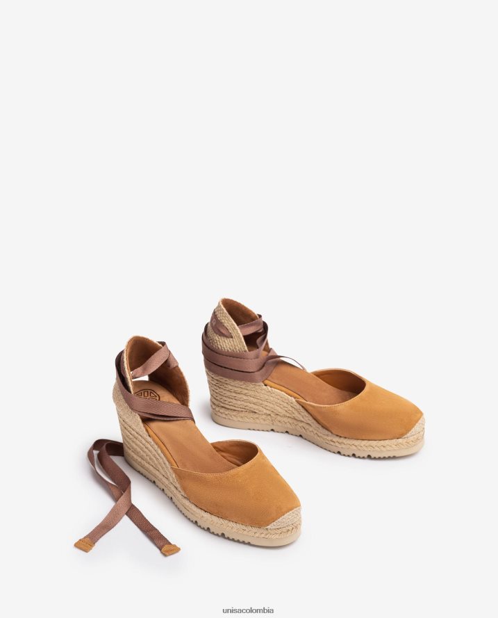 co Unisa mujer alpargata d\'orsay con tira al tobillo y lazada marrón F0X80H704