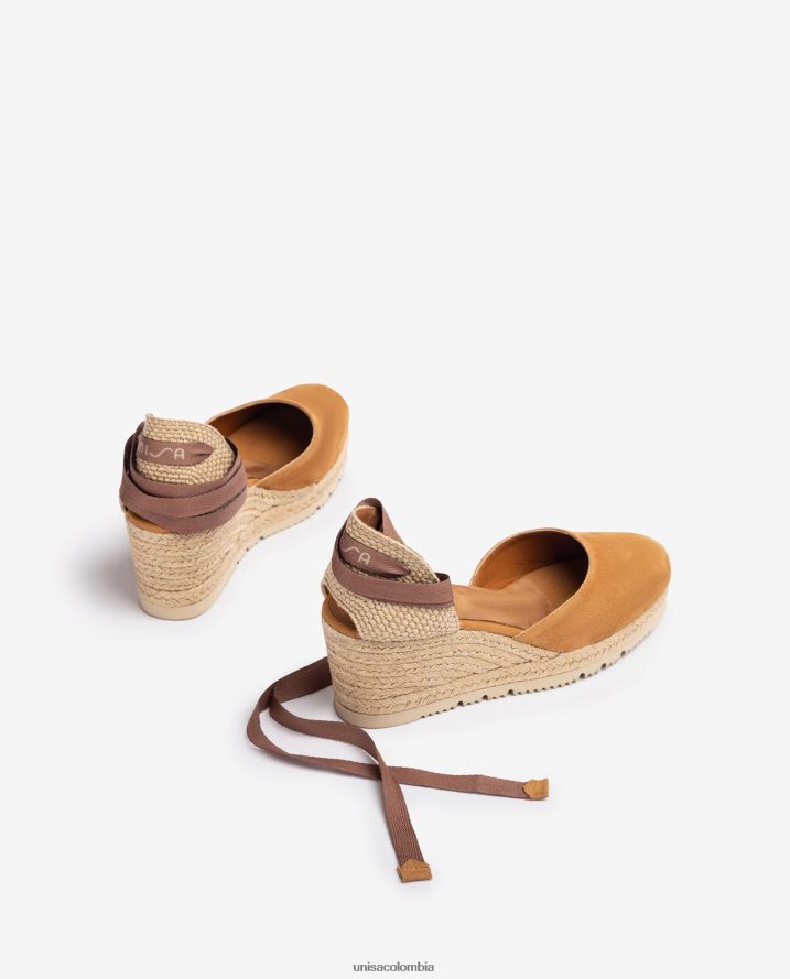 co Unisa mujer alpargata d\'orsay con tira al tobillo y lazada marrón F0X80H704